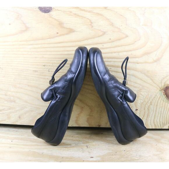 Prada Sport Mens Shoes 10 Black Leather Lines Rossa Toggle Loafers Slip On - Picture 4 of 11